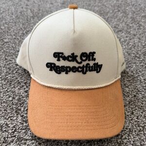 Field Grade Hat Cap Snap Back Beige F*ск Off Respectfully Rope Trucker Corduroy